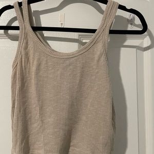 Beige ribbed tank